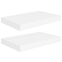 Yuna Floating Wall Shelf Set of 2, White Honeycomb MDF, Metal Accents, 16 Inch - BM339747