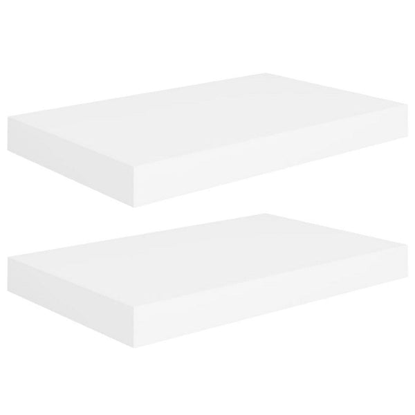Yuna Floating Wall Shelf Set of 2, White Honeycomb MDF, Metal Accents, 16 Inch - BM339747