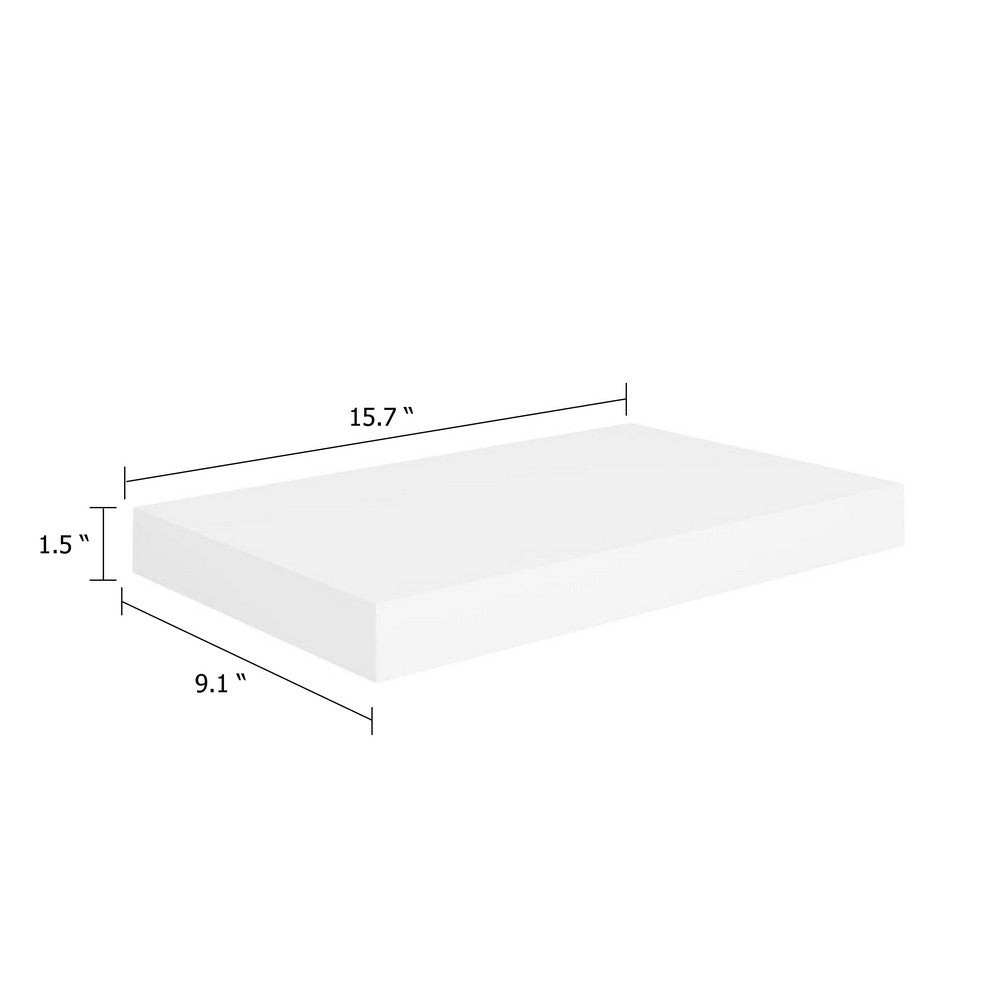 Yuna Floating Wall Shelf Set of 2, White Honeycomb MDF, Metal Accents, 16 Inch - BM339747