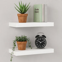 Yuna Floating Wall Shelf Set of 2, White Honeycomb MDF, Metal Accents, 16 Inch - BM339747