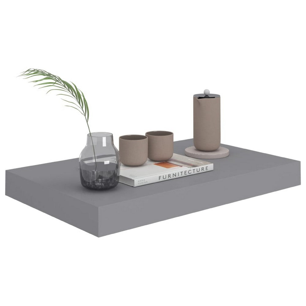Yuna Floating Wall Shelf Set of 2, Gray Honeycomb MDF, Metal Accents, 16 Inch - BM339748
