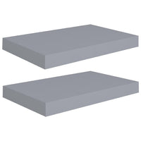 Yuna Floating Wall Shelf Set of 2, Gray Honeycomb MDF, Metal Accents, 16 Inch - BM339748