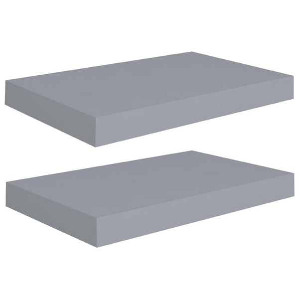 Yuna Floating Wall Shelf Set of 2, Gray Honeycomb MDF, Metal Accents, 16 Inch - BM339748