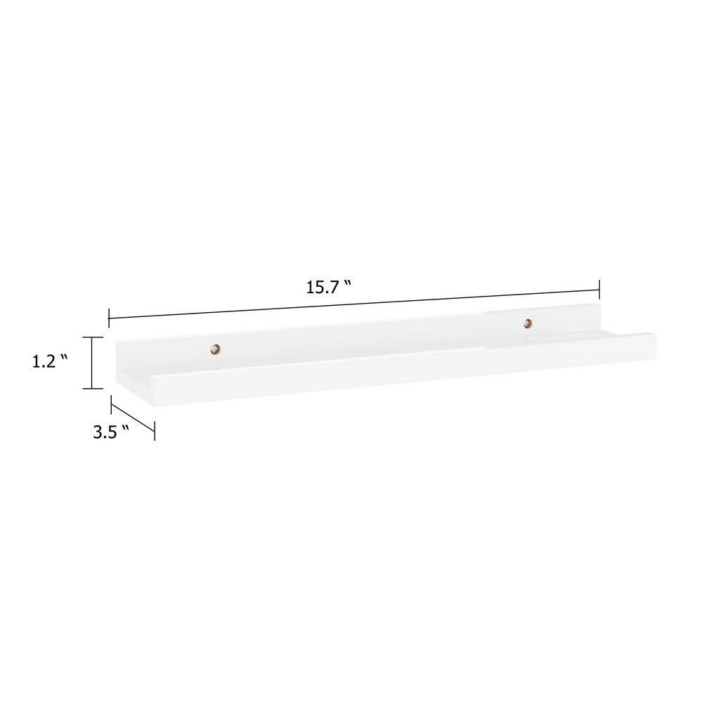 Suzzy Wall Mounting Shelves Set of 4, Floating Design, Gloss White MDF, 16 Inch - BM339749