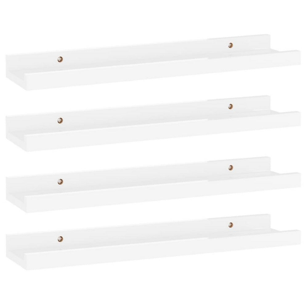 Suzzy Wall Mounting Shelves Set of 4, Floating Design, Gloss White MDF, 16 Inch - BM339749