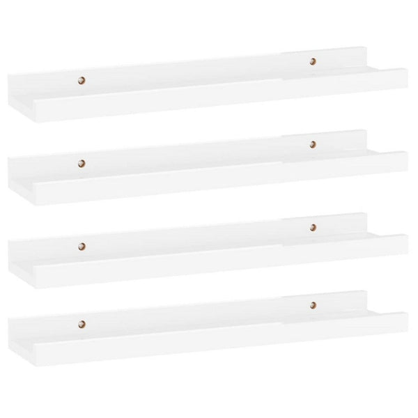 Suzzy Wall Mounting Shelves Set of 4, Floating Design, Gloss White MDF, 16 Inch - BM339749