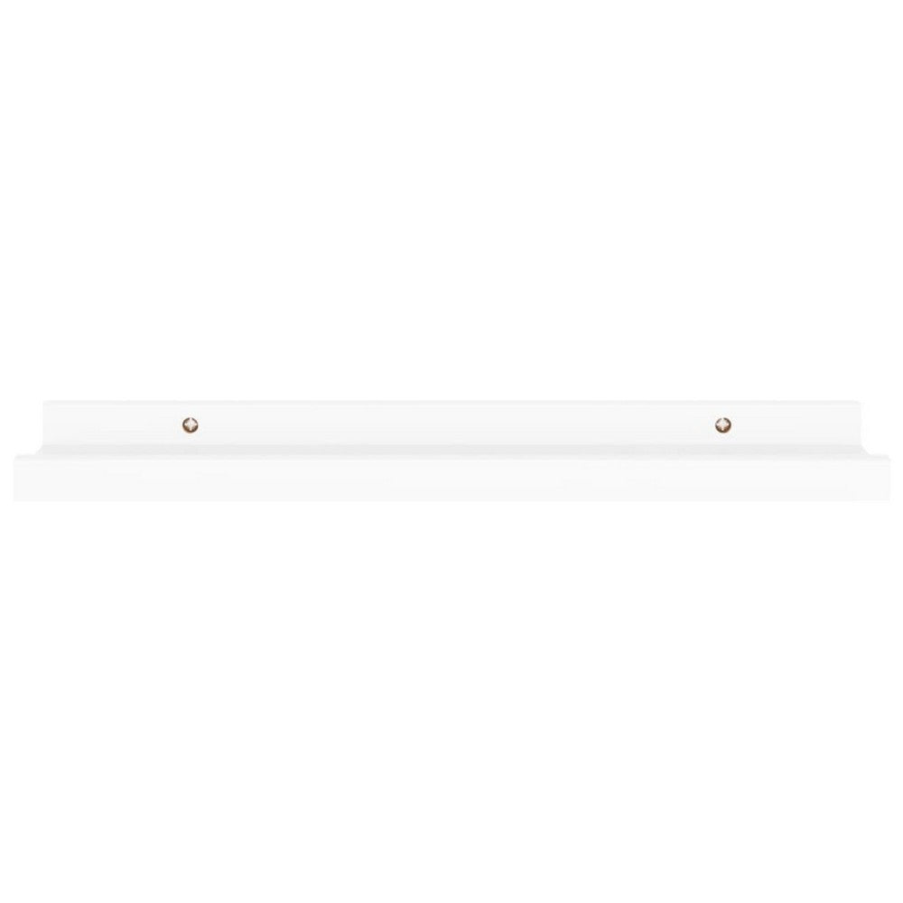 Suzzy Wall Mounting Shelves Set of 4, Floating Design, White Wood, 16 Inch - BM339750