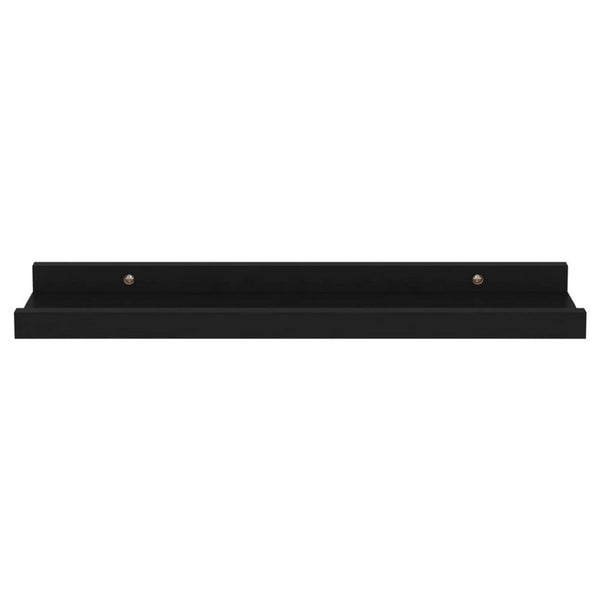 Suzzy Wall Mounting Shelves Set of 4, Floating Design, Black Wood, 16 Inch - BM339751