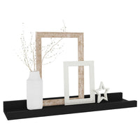Suzzy Wall Mounting Shelves Set of 4, Floating Design, Black Wood, 16 Inch - BM339751