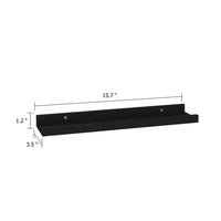 Suzzy Wall Mounting Shelves Set of 4, Floating Design, Black Wood, 16 Inch - BM339751