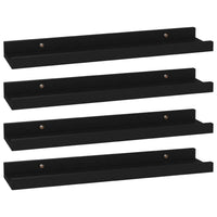 Suzzy Wall Mounting Shelves Set of 4, Floating Design, Black Wood, 16 Inch - BM339751