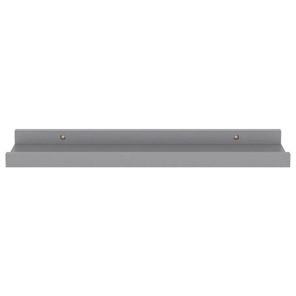 Suzzy Wall Mounting Shelves Set of 4, Floating Design, Gray Wood, 16 Inch - BM339752