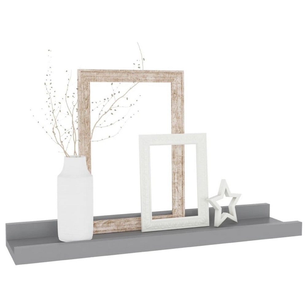 Suzzy Wall Mounting Shelves Set of 4, Floating Design, Gray Wood, 16 Inch - BM339752
