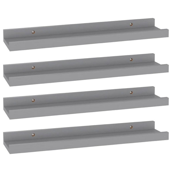 Suzzy Wall Mounting Shelves Set of 4, Floating Design, Gray Wood, 16 Inch - BM339752