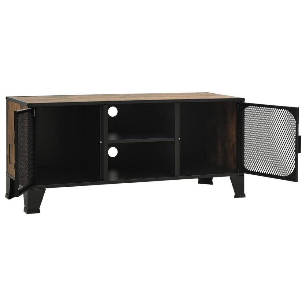 Andy TV Stand Media Cabinet, 2 Doors, 1 Shelf, 41 Inch Brown and Black - BM339757