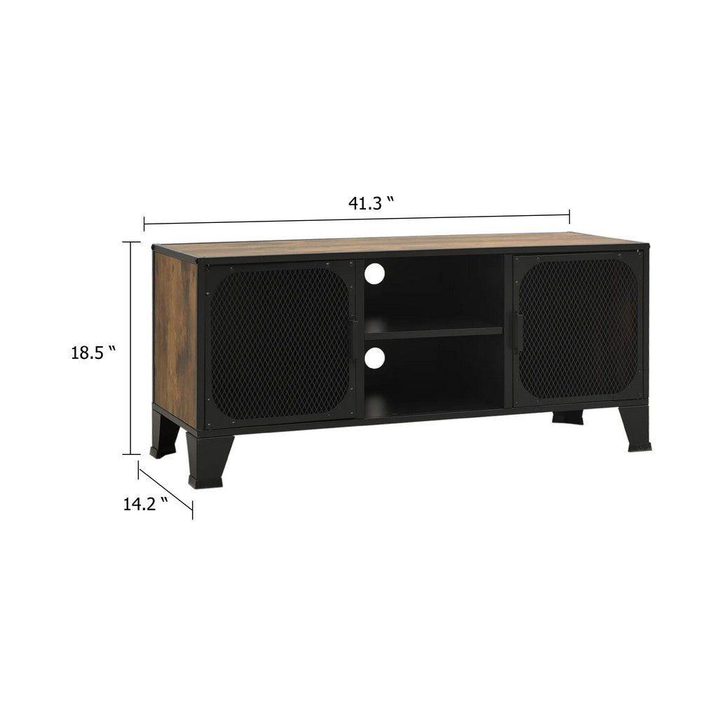 Andy TV Stand Media Cabinet, 2 Doors, 1 Shelf, 41 Inch Brown and Black - BM339757