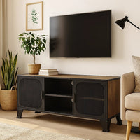 Andy TV Stand Media Cabinet, 2 Doors, 1 Shelf, 41 Inch Brown and Black - BM339757