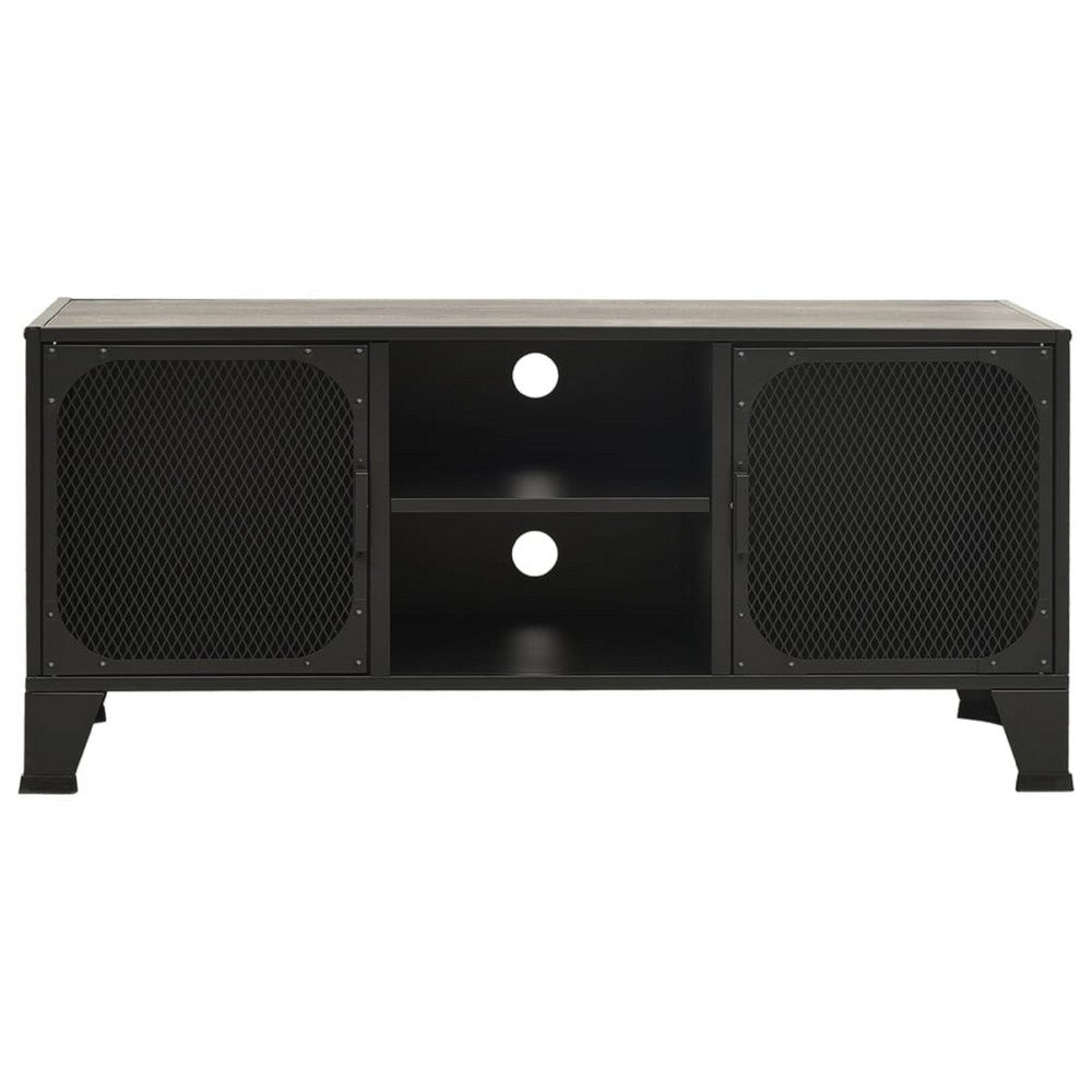 Andy 41 Inch TV Stand Media Cabinet, 2 Doors, 1 Shelf, Gray and Black - BM339758