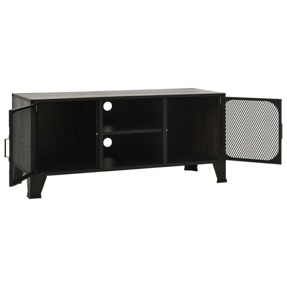 Andy 41 Inch TV Stand Media Cabinet, 2 Doors, 1 Shelf, Gray and Black - BM339758