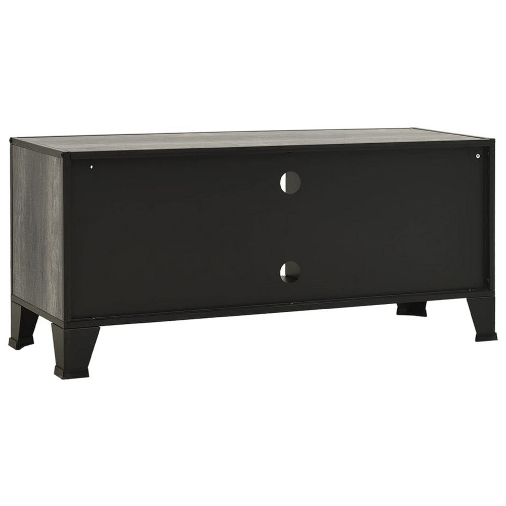 Andy 41 Inch TV Stand Media Cabinet, 2 Doors, 1 Shelf, Gray and Black - BM339758