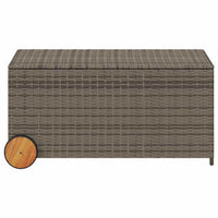 Saki Outdoor Storage Box, Rectangular Gray Poly Rattan, Wood Wheels - BM339761