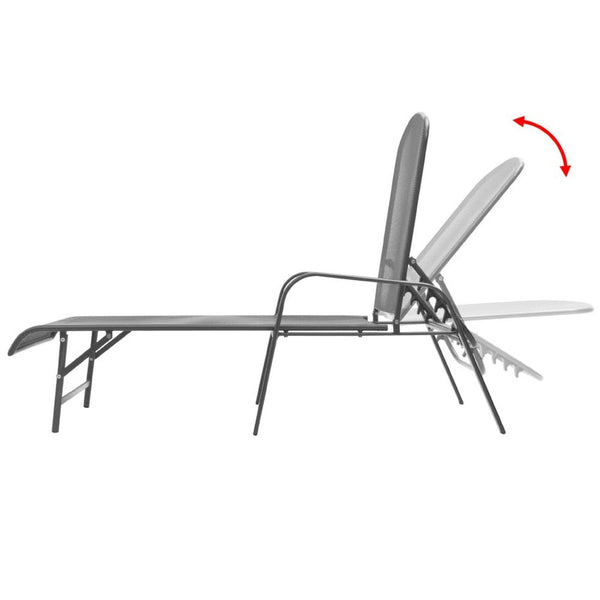 Sun Lounger, Anthracite Gray Steel Frame, Adjustable Backrest, 72 Inch - BM339762