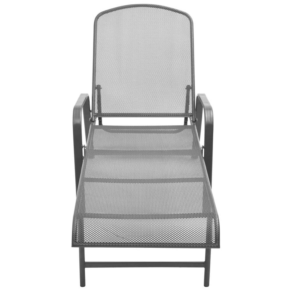 Sun Lounger, Anthracite Gray Steel Frame, Adjustable Backrest, 72 Inch - BM339762