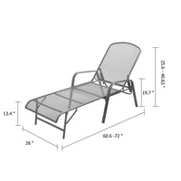 Sun Lounger, Anthracite Gray Steel Frame, Adjustable Backrest, 72 Inch - BM339762