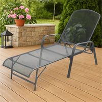 Sun Lounger, Anthracite Gray Steel Frame, Adjustable Backrest, 72 Inch - BM339762
