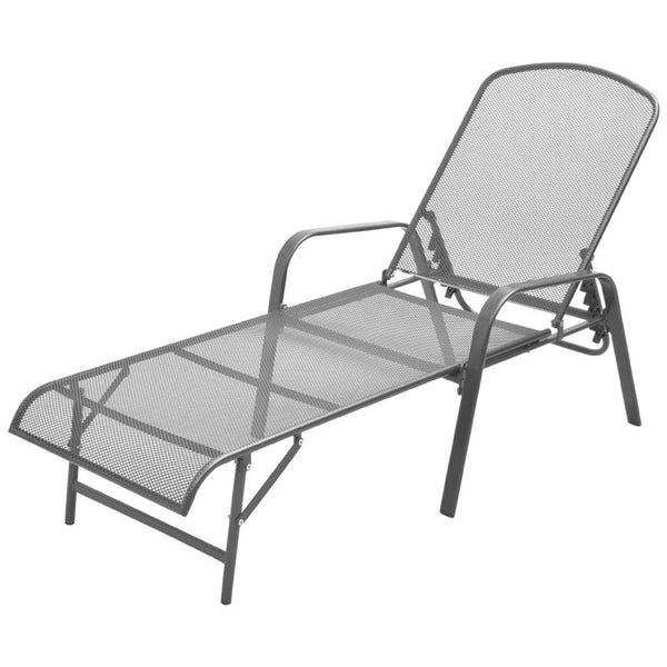 Sun Lounger, Anthracite Gray Steel Frame, Adjustable Backrest, 72 Inch - BM339762