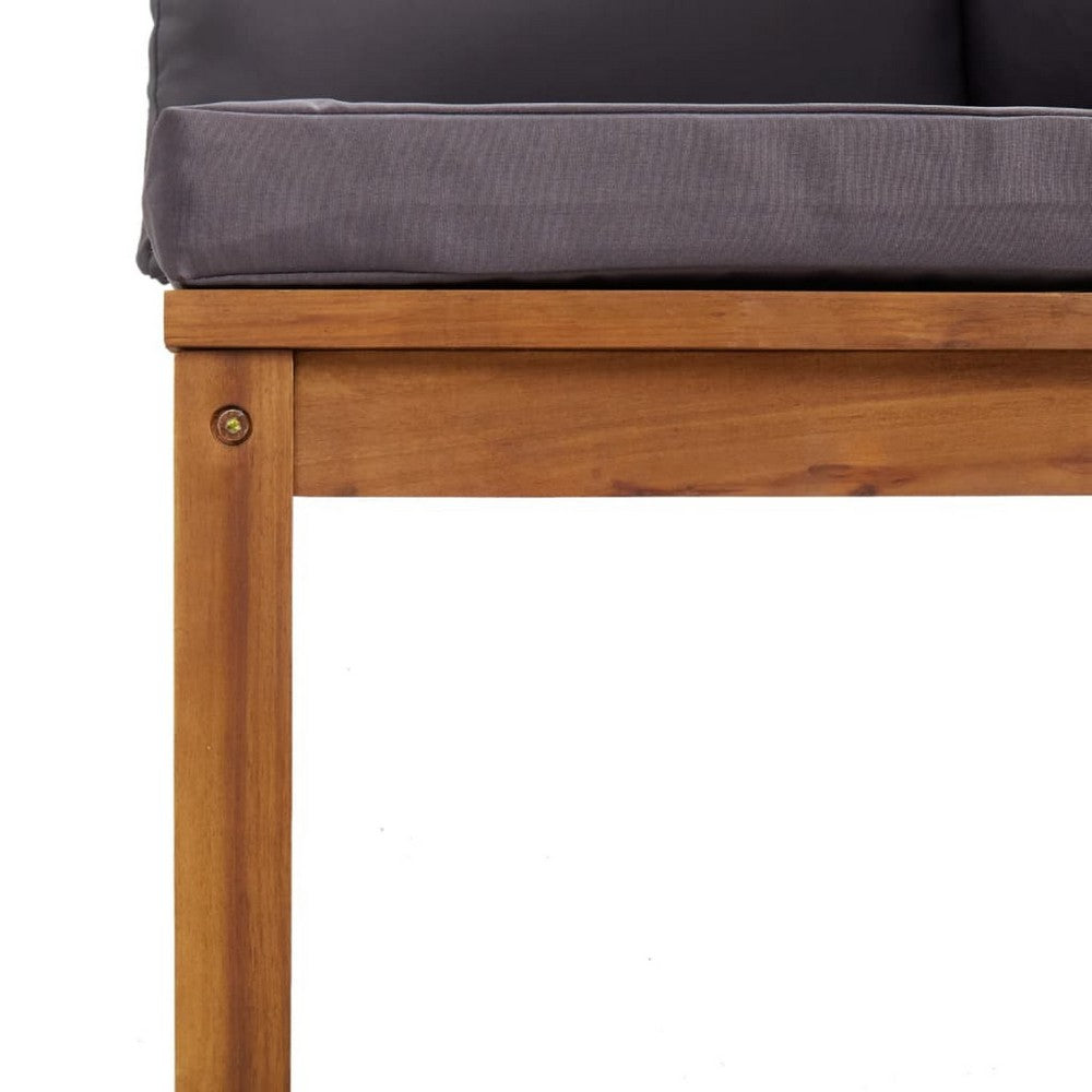 Outdoor Corner Sofa Set of 2, Gray Polyester, Brown Wood, 27 Inch - BM339763