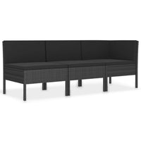 Penny 3pc Outdoor Corner Sofa Set, 2 Middle Seats, Black Faux Rattan - BM339764