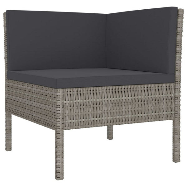Penny 3pc Outdoor Corner Sofa Set, 2 Middle Seats, Gray Faux Rattan - BM339765