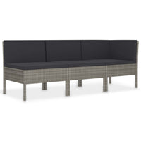 Penny 3pc Outdoor Corner Sofa Set, 2 Middle Seats, Gray Faux Rattan - BM339765