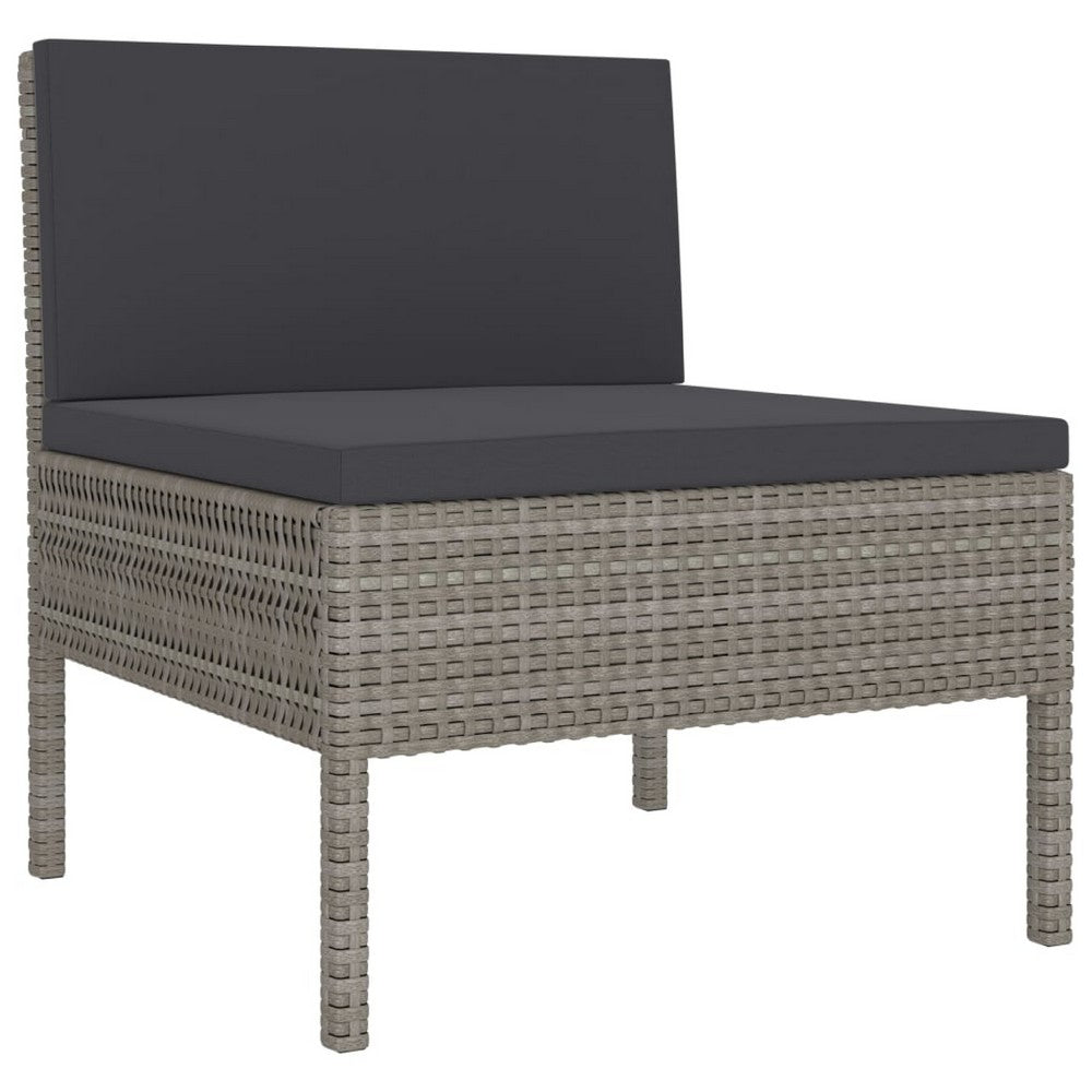 Penny 3pc Outdoor Corner Sofa Set, 2 Middle Seats, Gray Faux Rattan - BM339765