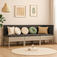 Penny 3pc Outdoor Corner Sofa Set, 2 Middle Seats, Gray Faux Rattan - BM339765