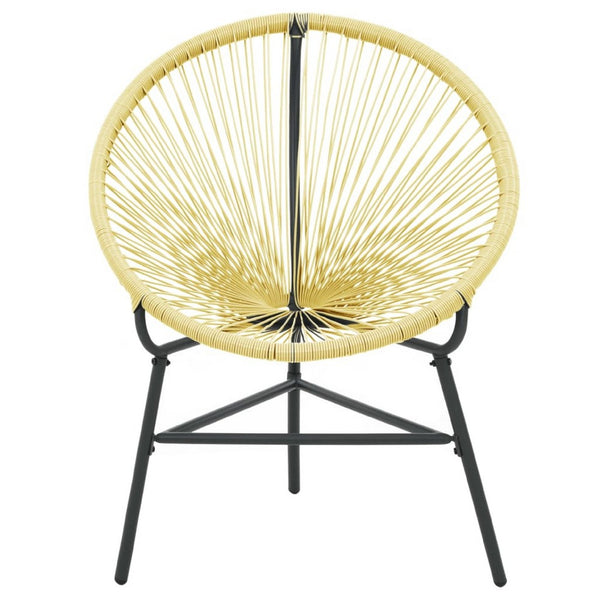 Jackie Outdoor Acapulco Chair, Beige Poly Rattan, Powder Coated Steel - BM339766