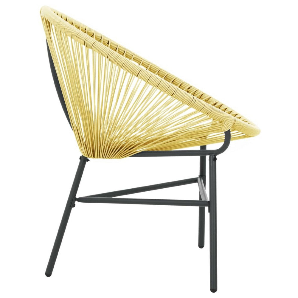 Jackie Outdoor Acapulco Chair, Beige Poly Rattan, Powder Coated Steel - BM339766