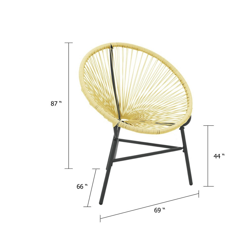 Jackie Outdoor Acapulco Chair, Beige Poly Rattan, Powder Coated Steel - BM339766