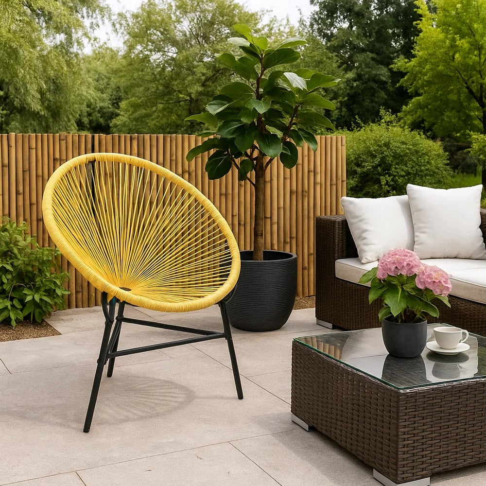 Jackie Outdoor Acapulco Chair, Beige Poly Rattan, Powder Coated Steel - BM339766
