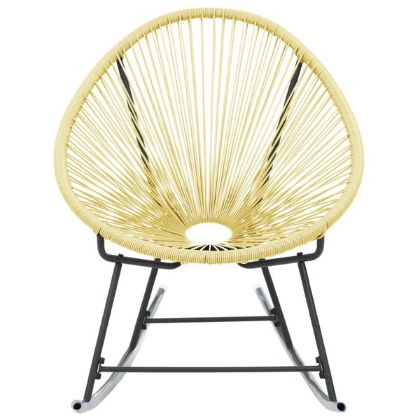 Jackie Rocking Acapulco Chair, Beige Poly Rattan, Powder Coated Steel - BM339767