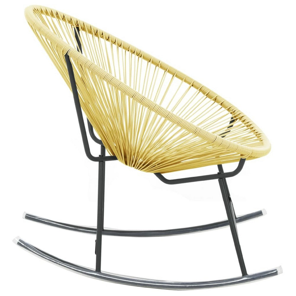 Jackie Rocking Acapulco Chair, Beige Poly Rattan, Powder Coated Steel - BM339767