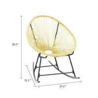 Jackie Rocking Acapulco Chair, Beige Poly Rattan, Powder Coated Steel - BM339767