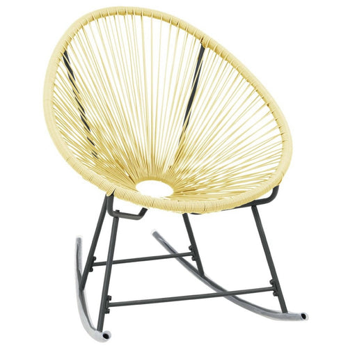 Jackie Rocking Acapulco Chair, Beige Poly Rattan, Powder Coated Steel - BM339767