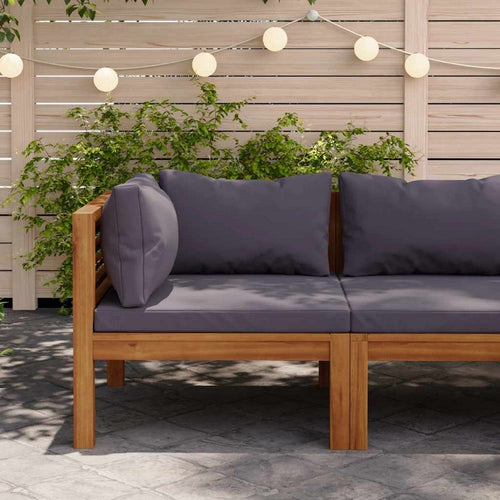 Linzy Outdoor Corner Sofa, Dim Gray Polyester, Brown Wood, 27 Inch - BM339769