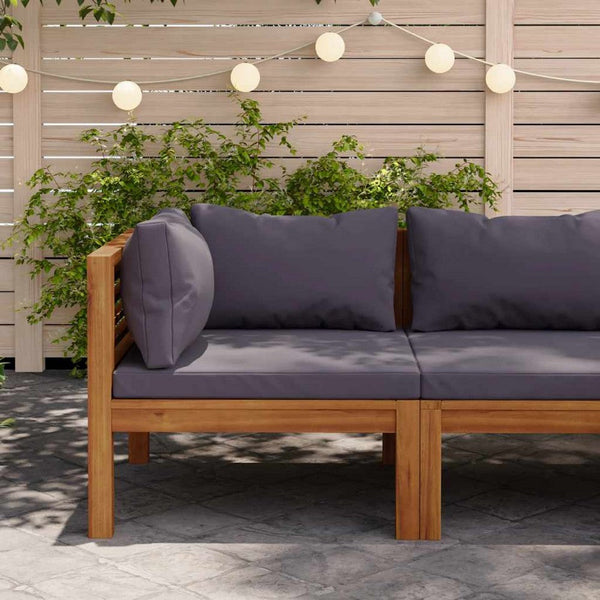 Linzy Outdoor Corner Sofa, Dim Gray Polyester, Brown Wood, 27 Inch - BM339769