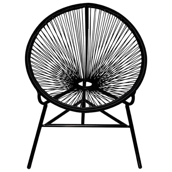 Outdoor Chair, Black Poly Rattan, Powder Coated Steel, Round Shape - BM339771
