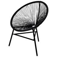 Outdoor Chair, Black Poly Rattan, Powder Coated Steel, Round Shape - BM339771