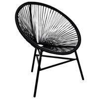 Outdoor Chair, Black Poly Rattan, Powder Coated Steel, Round Shape - BM339771