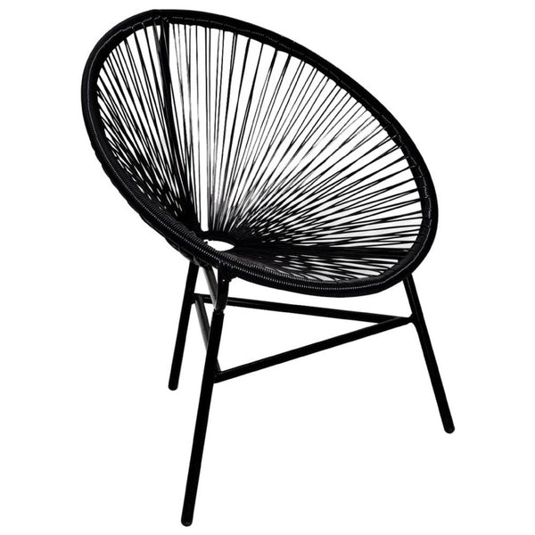Outdoor Chair, Black Poly Rattan, Powder Coated Steel, Round Shape - BM339771